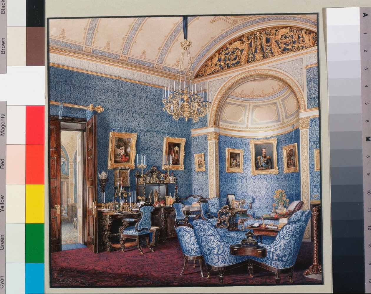 Interieurs des Winterpalastes - Das Boudoir der Kaiserin Maria Alexandrowna von Eduard Hau