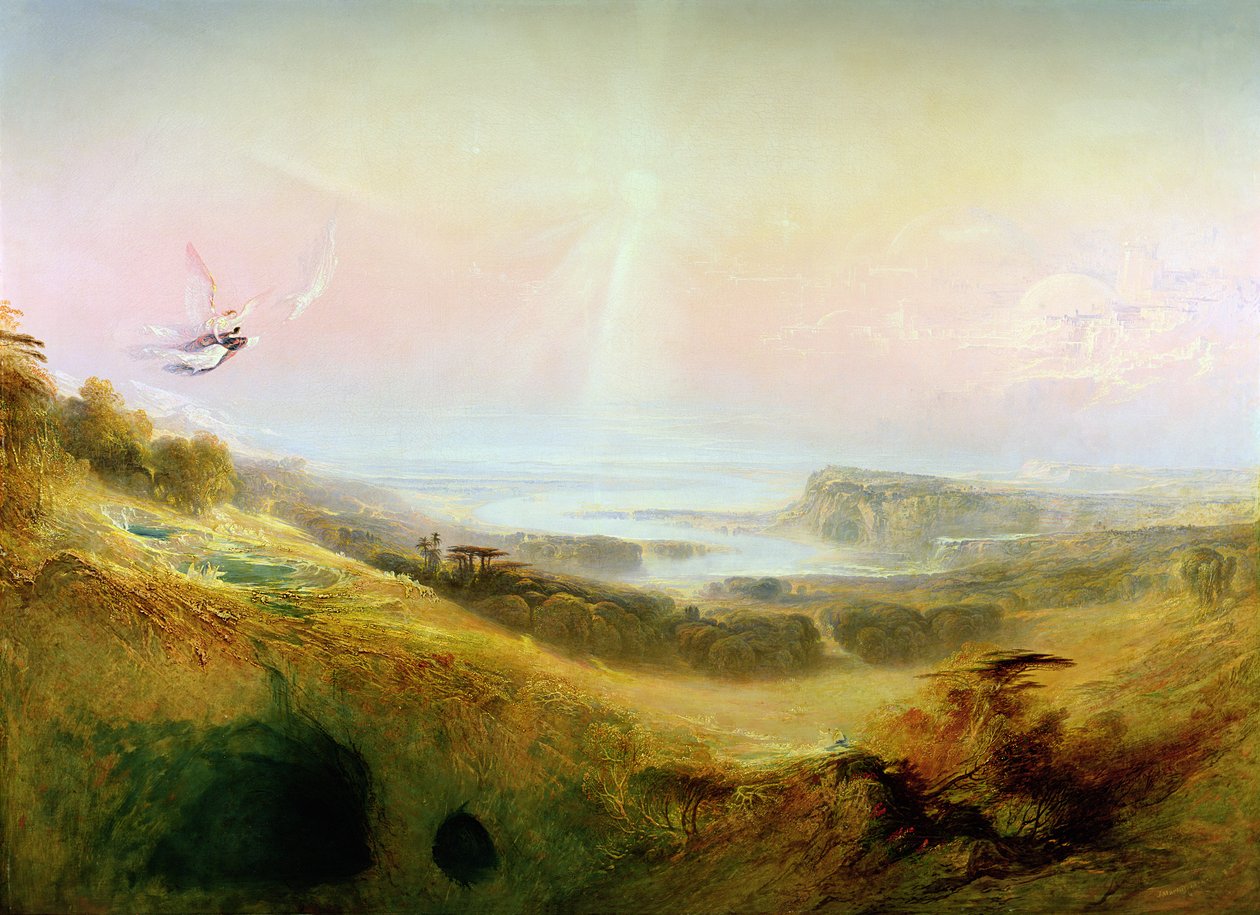 Die himmlische Stadt und der Fluss des Glücks, 1841 von John Martin
