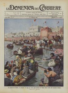 Der Krieg zwischen Italien und der Türkei, die Flucht der Einwohner von Tripolis auf See