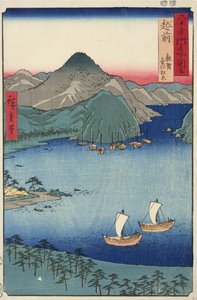 Der Kiefernwald von Kebi in Tsuruga in der Provinz Echizen, Nr. 31 aus der Serie Bilder berühmter Orte in den sechzig Provinzen, 1853