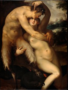 Jupiter und Antiope (Malerei, ca. 1596) von Bartholomaeus Spranger