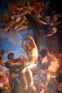 Blasius von Sebaste wird als christlicher Heiliger und Märtyrer verehrt. Gemälde. Genua. Italien.