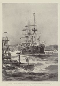 Die Marine-Manöver, Reserveflottenoperationen, HMS Alexandra, Flaggschiff von Admiral Domvile, in der Tor Bay