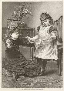 Patty und Jessie wickeln Mamas Wolle auf