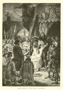 Königin Philippa zu Füßen des Königs