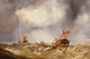 Im Sturm vor der Küste von Kent entmastet