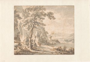 Landschaft mit Reisenden zu Fuß