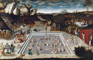 Der Jungbrunnen, von Lucas Cranach dem Älteren (1472-1553). Öl auf Holz