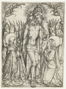 Anbetung der Heiligen Dreifaltigkeit durch Maria, Johannes den Evangelisten und Engel