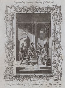 Das erste Treffen von Edgar und Elfrida (Gravur)