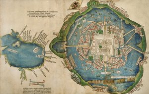 Karte von Tenochtitlan und dem Golf von Mexiko, aus Praeclara Ferdinadi Cortesii de Nova maris Oceani Hyspania Narratio von Hernando Cortes, 1524