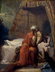 Desdemonas Tod. Illustration von „Othello, der Mohr von Venedig“ (Tragödie von William Shakespeare)