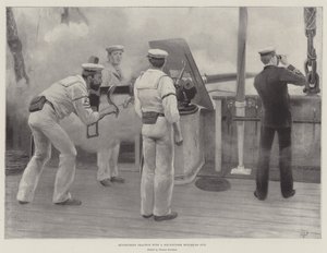 Schnellfeuerübung mit einer Sechs-Pfünder-Hotchkiss-Kanone