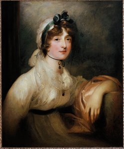 Porträt von Lady Milner Junge Dame in einem Kleid des ersten Kaiserreichs, mit einem blutigen Druck von einem Band bedeckt. Gemälde von Sir Thomas Lawrence