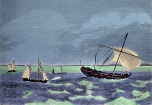 Die Ergreifung eines Dhaus (arabisches Boot) entlang der madagassischen Küste