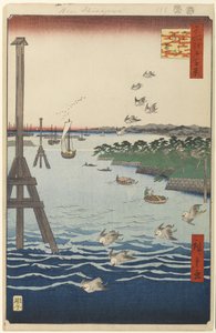 Blick auf die Shiba-Küste, Nr. 108 aus Einhundert berühmte Ansichten von Edo, 1856