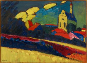 Studie zu Murnau – Landschaft mit Kirche I