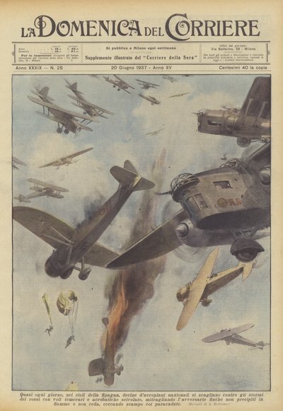 Fast jeden Tag stürzen sich Dutzende nationaler Flugzeuge in den Himmel über Spanien gegen... von Achille Beltrame