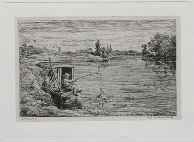 Die Bootsfahrt: Der Schiffsjunge beim Angeln, 1861 von Charles Francois Daubigny