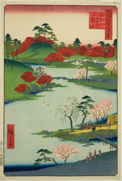 Eröffnung des Gartens am Fukagawa Hachiman-Schrein, aus der Serie "Hundert berühmte Ansichten von Edo" von Utagawa Hiroshige